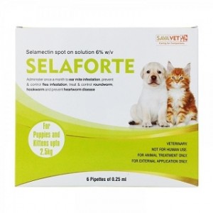 Selaforte (Generic Revolution) for Puppies and Kittens up to 5lbs, 0.25ml x 6 Pipettes
